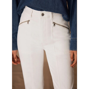 Mint Velvet White Sculpting Slim Biker Detail Jeans